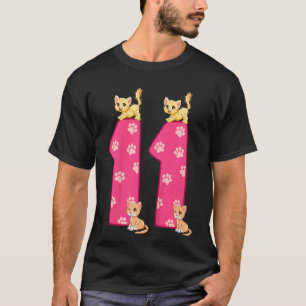 Camiseta Kids 11th Cat Birthday Celebrant Kitte de 11 años
