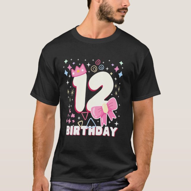 Camiseta Kids 12 Twelfth 12th Birthday Girls Bday Princess  (Anverso)