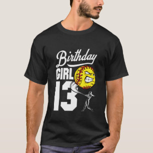 Camiseta Kids 13 Year Old Softball Birthday Party Theme 13T