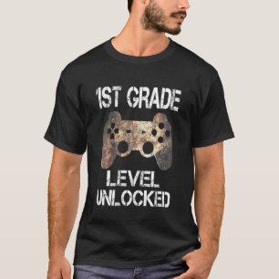 Camiseta Kids 1st Grade Level Unlocked Video Gamer First Da