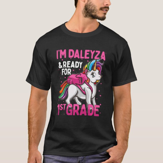 Camiseta Kids 1st Grader Unicorn I'm Daleyza And Ready For  (Anverso)