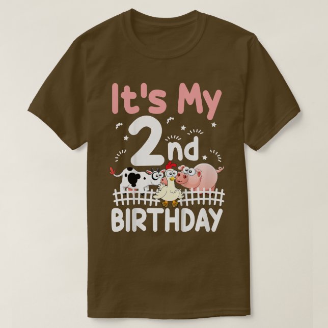 Camiseta Kids 2 Yrs Old Girl Farm Animals Its My 2nd Birthd (Diseño del anverso)