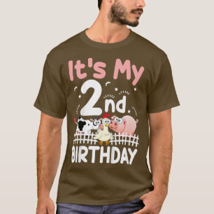 Camiseta Kids 2 Yrs Old Girl Farm Animals Its My 2nd Birthd