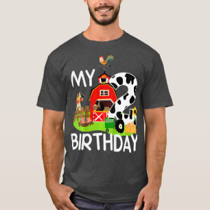 Camiseta Kids 2nd Birthday  Farm Tractor Pig Horse Cow
