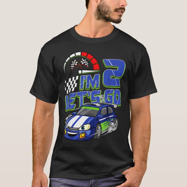 Camiseta Kids 2nd Birthday Racing Car 2 Year Old Boys Party (Anverso)