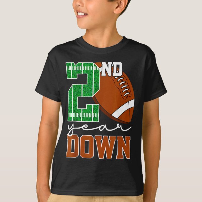 Camiseta Kids 2nd Year Down Football Birthday Boy Party 2 Y (Anverso)