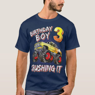 Camiseta Kids 3 Year Old Birthday Boy Monster Truck 3rd Bir