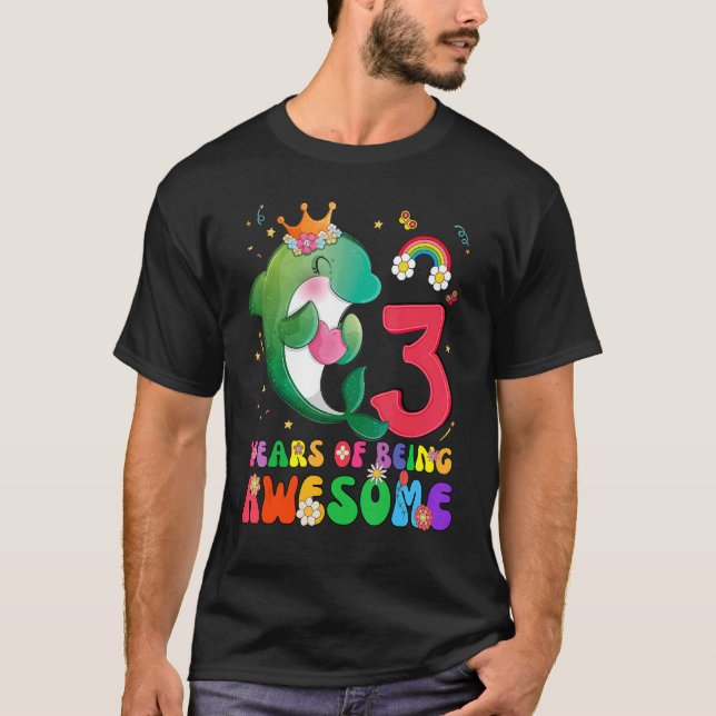 Camiseta Kids 3 Years Old Teens Boys Girls Cute Dolphin 3rd (Anverso)