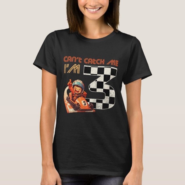 Camiseta Kids 3rd Birthday Race Car Can't Catch Me I'm 3 Th (Anverso)