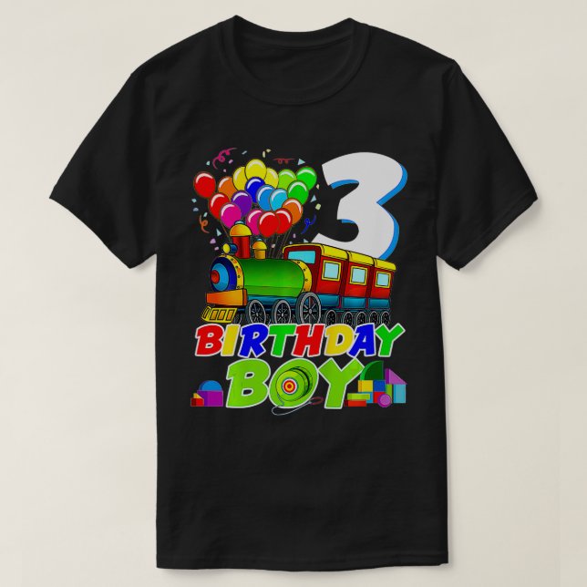 Camiseta Kids 3th Birthday Boy Toy Train Funny 3 Year Old B (Diseño del anverso)