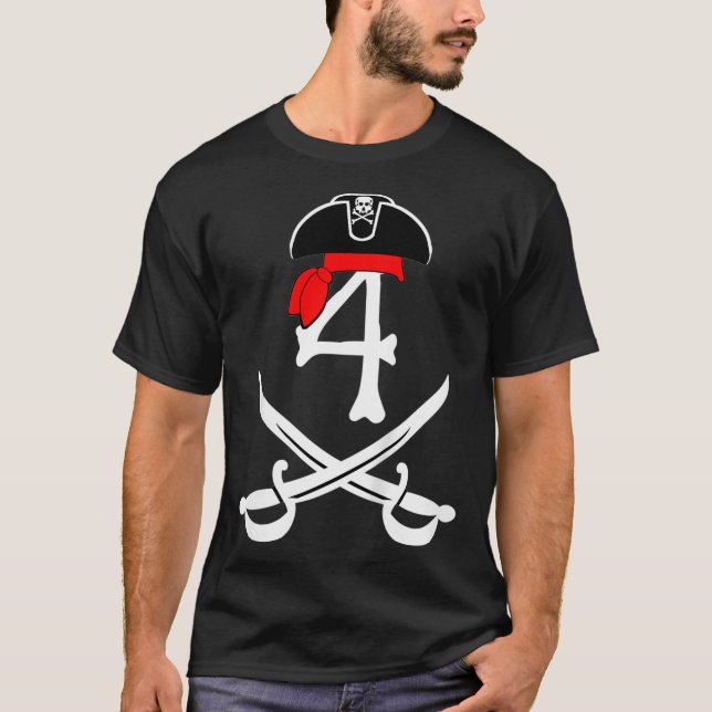 Camiseta Kids 4 Year Old 4th Pirate Birthday Party Theme Gi (Anverso)