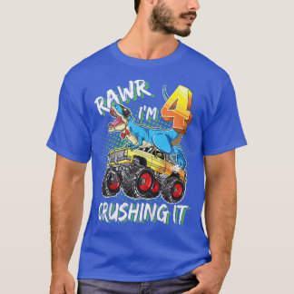 Camiseta Kids 4 Year Old Birthday Boy Girl T rex 4th Bday M
