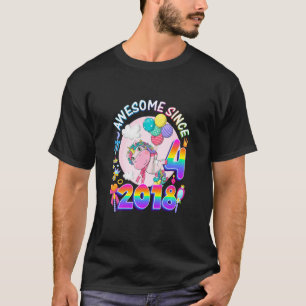 Camiseta Kids 4 Year Old Girls Cute Unicorn Awesome Since 2