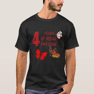 Camiseta Kids 4 Years Of Being Awesome Kids Happy 4th Birth