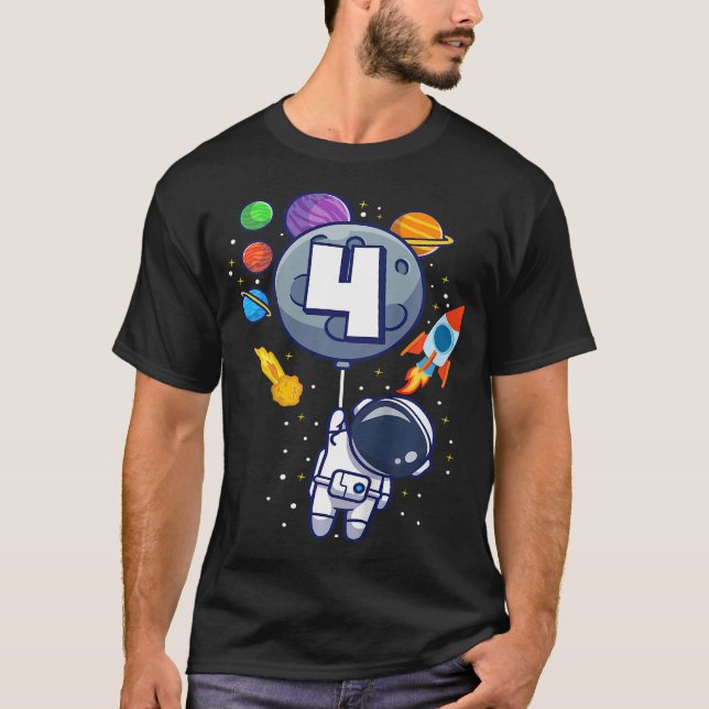 Camiseta Kids 4th Birthday Astronaut 4 Year Old Birthday Bo (Anverso)