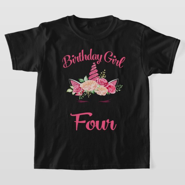 Camiseta Kids 4th Birthday Girl Unicorn Shirt fourth Birthd (Distribución)