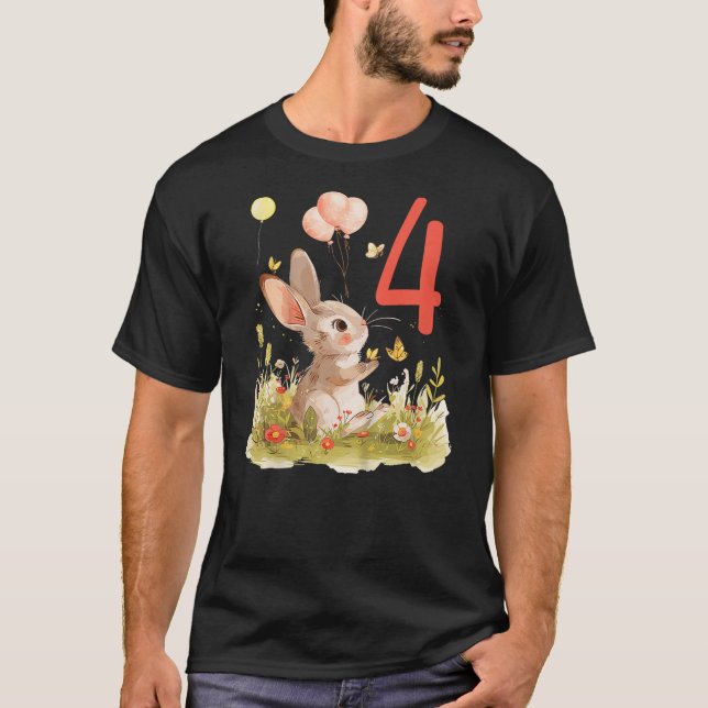 Camiseta Kids 4th Birthday Rabbit Bunny Fourth birthday Bun (Anverso)