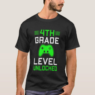 Camiseta Kids 4th Grade Level Unlocked Back To School Gamer