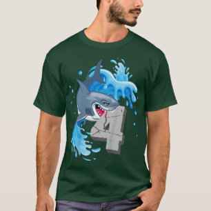 Camiseta Kids 4th sharks birthday Themed Party Four Years O