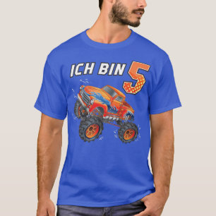 Camiseta Kids 5 birthday gift boys girls car monster truck
