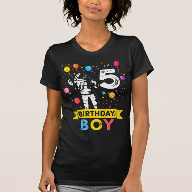 Camiseta Kids 5 Year Old Boy Astronaut 5th Birthday Boy  (Anverso)