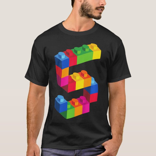 Camiseta Kids 5 Year Old Building Blocks Birthday  Bricks 5 (Anverso)