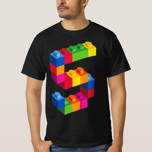 Camiseta Kids 5 Year Old Building Blocks Birthday  Bricks 5 (Anverso)
