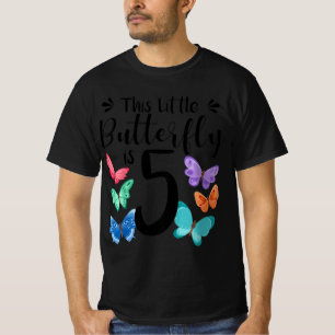 Camiseta Kids 5 Year Old Butterfly Birthday Girls 5th Girl 