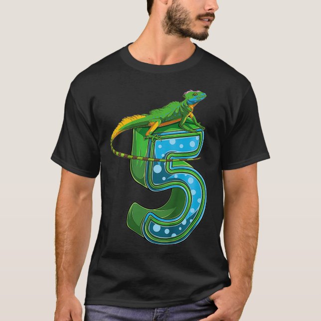 Camiseta Kids 5 Year Old Lizard Reptile 5th Birthday Party  (Anverso)