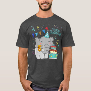 Camiseta Kids 5st Happy Birthday Design Costume Elephant Fo