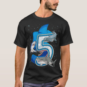Camiseta Kids 5th Birthday Boys Shark 5 years Old Ocean Sha