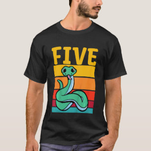 Camiseta Kids 5th Birthday Retro Snake  Pet Reptile 5 Years
