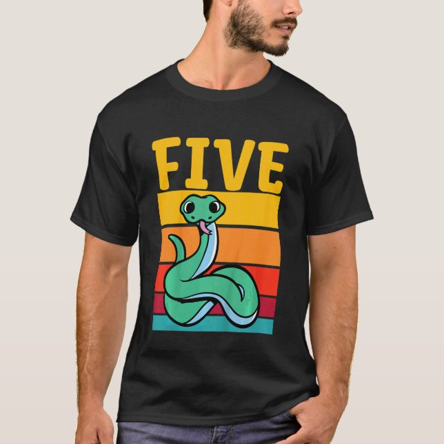 Camiseta Kids 5th Birthday Retro Snake  Pet Reptile 5 Years (Anverso)