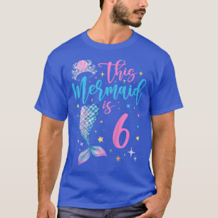 Camiseta Kids 6 Year Old Mermaid Queen 6th Birthday Girl Ki