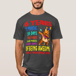 Camiseta Kids 6 Years 72 Months Of Being Awesome 6th Cat