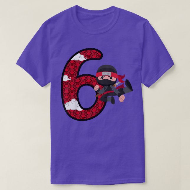 Camiseta Kids 6th Birthday Boy Ninja 6 Years Ninja Costume  (Diseño del anverso)