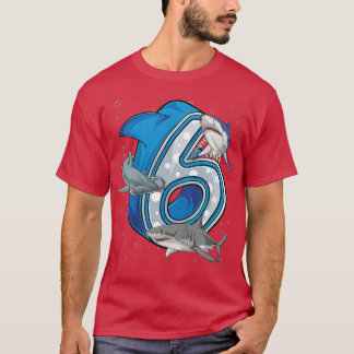 Camiseta Kids 6th Birthday Boys Shark 6 years Old Ocean Sha