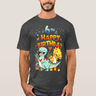 Camiseta Kids 6th Birthday Happy 6 years old Dino Dinosaurs