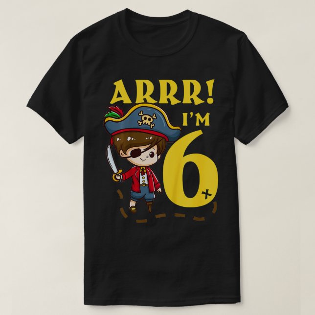 Camiseta Kids 6th Birthday Pirate Pirates Birthday Party Si (Diseño del anverso)