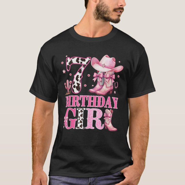 Camiseta Kids 7th Birthday Girl Rodeo Western Cowgirl Birth (Anverso)