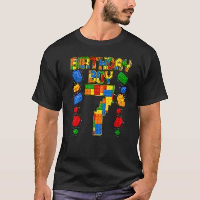 Camiseta Kids 7th Birthday Master Builder 7 Years Old Block (Anverso)