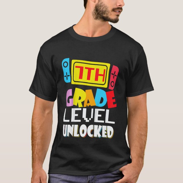 Camiseta Kids 7th Grade Level Unlocked Video Gamer Back To  (Anverso)