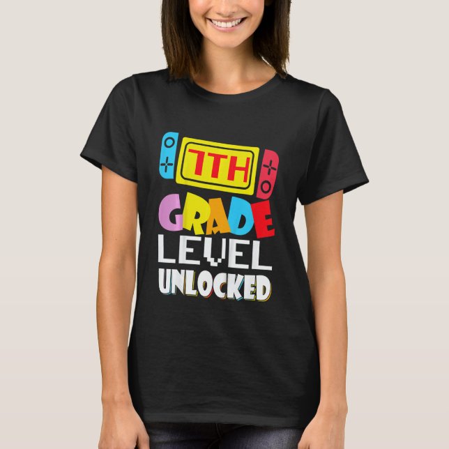 Camiseta Kids 7th Grade Level Unlocked Video Gamer Back To  (Anverso)