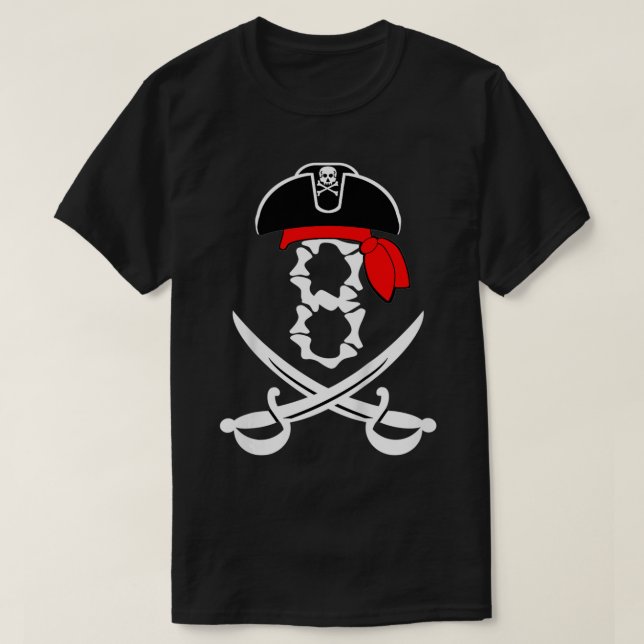 Camiseta Kids 8 Year Old 8th Pirate Sword Birthday Party Th (Diseño del anverso)