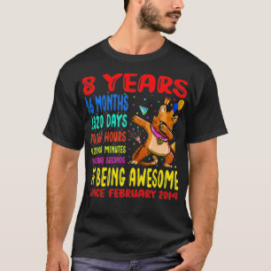 Camiseta Kids 8 Years 96 Months Of Being Awesome 8th Cat
