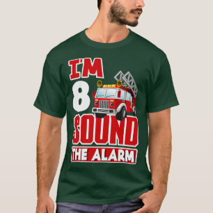 Camiseta Kids 8th Birthday Boys 8 Years Fire Truck Firefigh