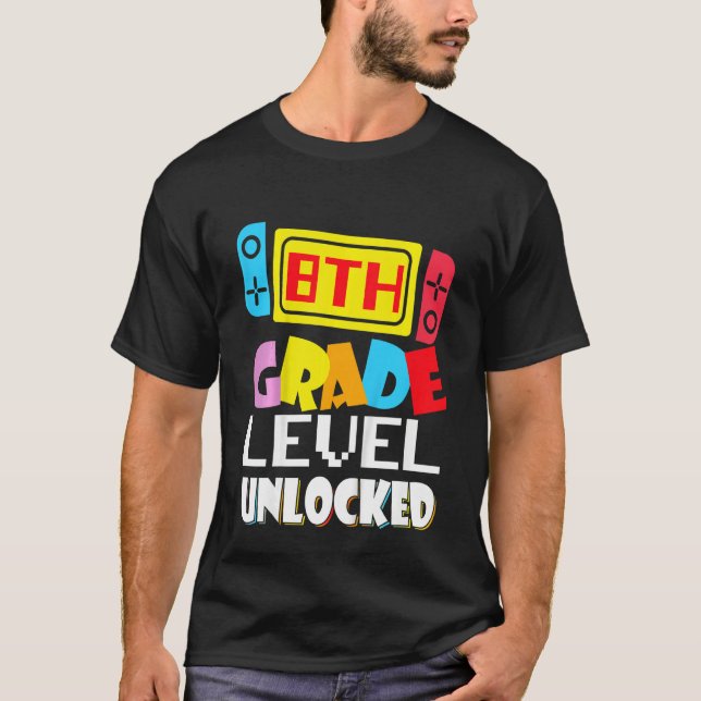 Camiseta Kids 8th Grade Level Unlocked Video Gamer Back To  (Anverso)