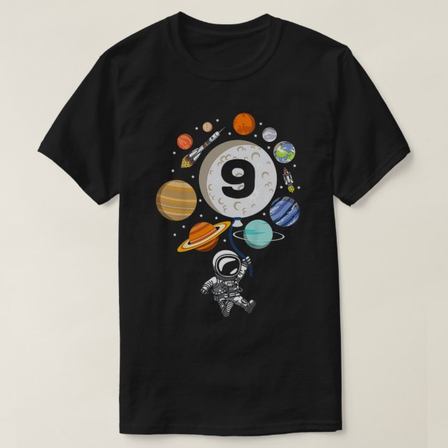 Camiseta Kids 9th Birthday Planet Balloon Astronaut Happy N (Diseño del anverso)
