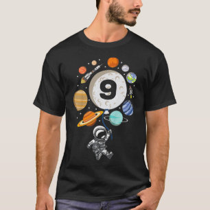 Camiseta Kids 9th Birthday Planet Balloon Astronaut Happy N