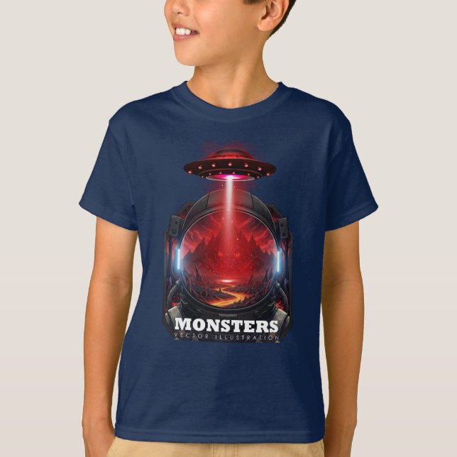 Camiseta Kids Alien Monster UFO Space Graphic T-Shirt (Anverso)